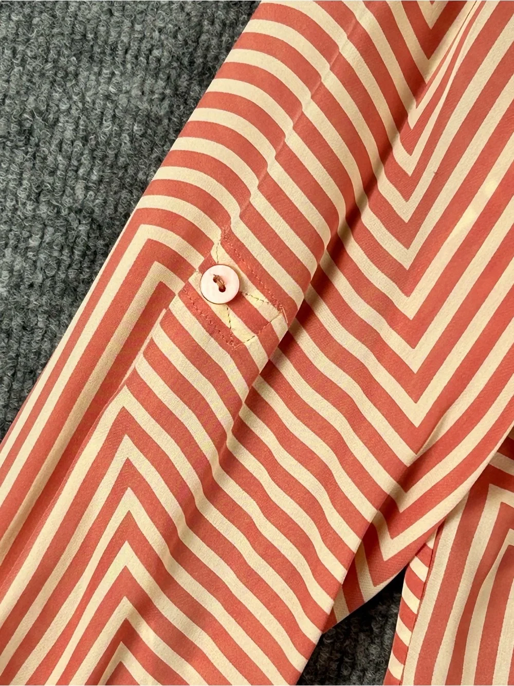 Josephine Chaus Coral Striped Silk Button-Down Shirt - Picture 5 of 11
